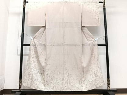 平和屋着物＊夏物　訪問着　絽　刺繍　枝萩蝶々文　暈し染め　銀糸　正絹　逸品　CABI3672xi
