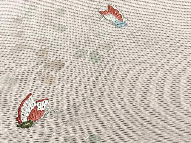 平和屋着物＊夏物　訪問着　絽　刺繍　枝萩蝶々文　暈し染め　銀糸　正絹　逸品　CABI3672xi
