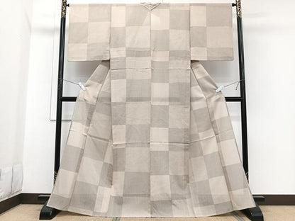 平和屋着物＊夏物　結城紬　夏結城　100亀甲　格子亀甲文　正絹　逸品　CABI3674xi