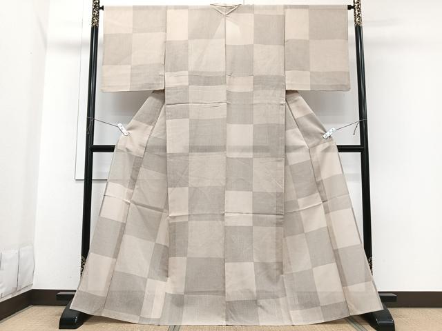 平和屋着物＊夏物　結城紬　夏結城　100亀甲　格子亀甲文　正絹　逸品　CABI3674xi
