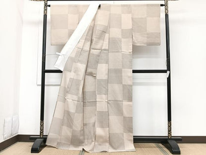 平和屋着物＊夏物　結城紬　夏結城　100亀甲　格子亀甲文　正絹　逸品　CABI3674xi
