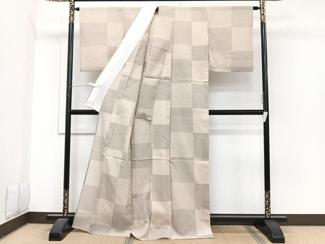 平和屋着物＊夏物　結城紬　夏結城　100亀甲　格子亀甲文　正絹　逸品　CABI3674xi