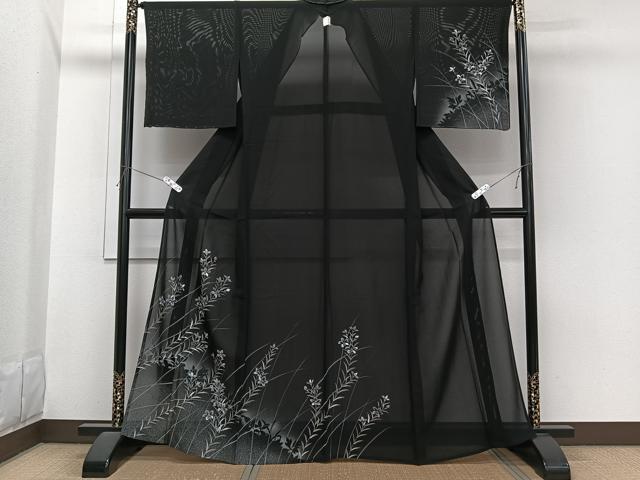 平和屋着物＊夏物　訪問着　絽　草花シルエット　暈し染め　正絹　逸品　未使用　CABI3675xi