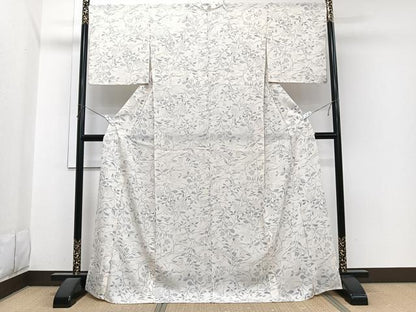 平和屋着物＊夏物　小紋　絽　草花文　正絹　逸品　CABI3676xi
