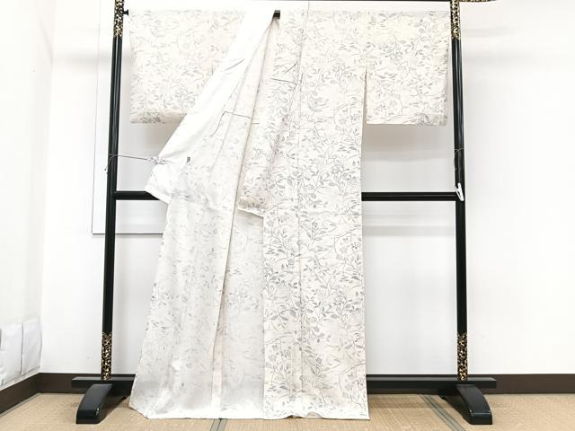 平和屋着物＊夏物　小紋　絽　草花文　正絹　逸品　CABI3676xi