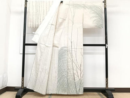 平和屋着物＊夏物　訪問着　紗紬　枝蕾草文　正絹　逸品　CABI3677xi