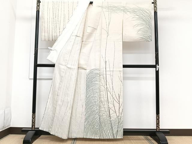 平和屋着物＊夏物　訪問着　紗紬　枝蕾草文　正絹　逸品　CABI3677xi