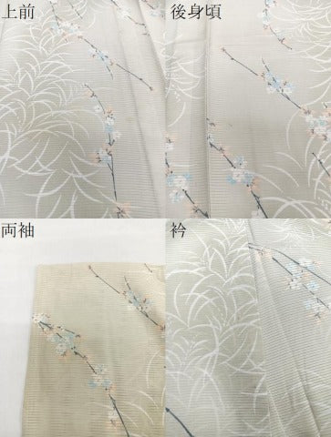 平和屋着物＊夏物　小紋　絽　枝花文　正絹　逸品　CABI3680xi
