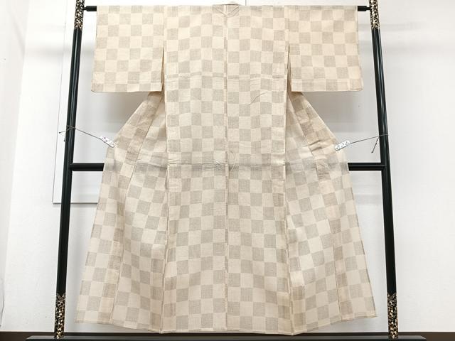 平和屋着物＊夏物 小紋 紗 格子 洗える着物 CABI3682xi