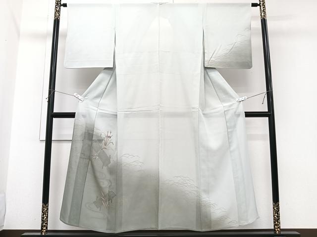 平和屋着物＊夏物 訪問着 絽 刺繍 渡橋流水草花文 暈し染め 金彩 正絹 逸品 未使用 CABI3684xi