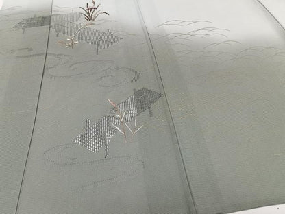 平和屋着物＊夏物 訪問着 絽 刺繍 渡橋流水草花文 暈し染め 金彩 正絹 逸品 未使用 CABI3684xi