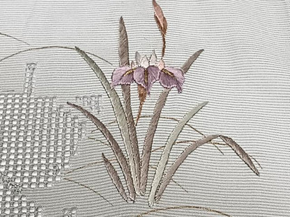 平和屋着物＊夏物 訪問着 絽 刺繍 渡橋流水草花文 暈し染め 金彩 正絹 逸品 未使用 CABI3684xi