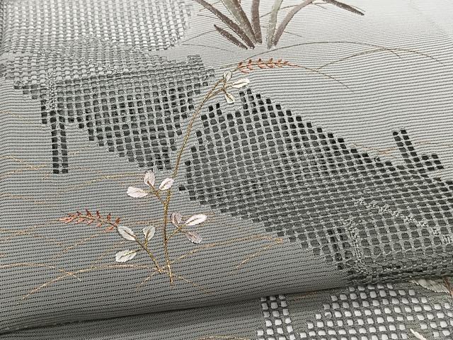 平和屋着物＊夏物 訪問着 絽 刺繍 渡橋流水草花文 暈し染め 金彩 正絹 逸品 未使用 CABI3684xi