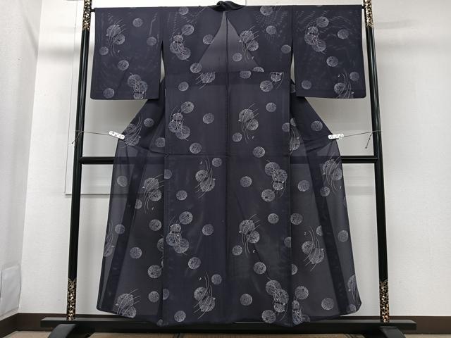 平和屋着物＊夏物 小紋 絽 舞葉丸文 正絹 逸品 CABI3685xi