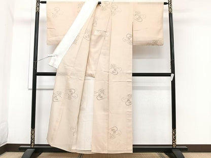 平和屋着物＊夏物 結城紬 夏結城 100亀甲 飛び亀甲柄 流水千鳥文 正絹 逸品 CABI3686xi