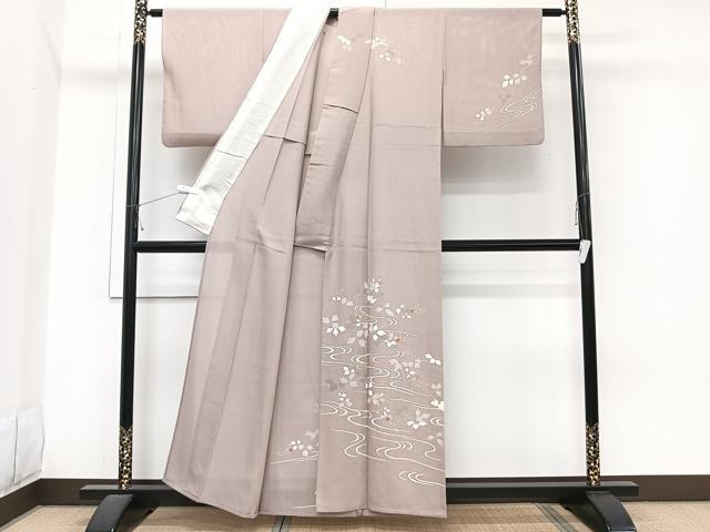 平和屋着物＊夏物 訪問着 絽 流水草花文 金彩 正絹 逸品 CABI3688xi
