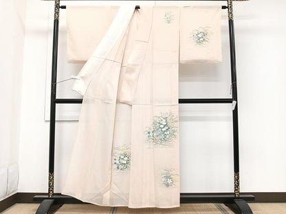 平和屋着物＊夏物 訪問着 絽 手描き 草花文 正絹 逸品 CABI3690xi