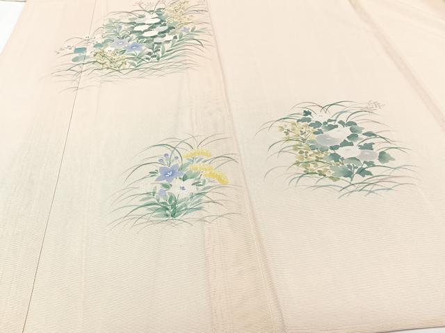 平和屋着物＊夏物 訪問着 絽 手描き 草花文 正絹 逸品 CABI3690xi