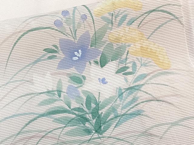 平和屋着物＊夏物 訪問着 絽 手描き 草花文 正絹 逸品 CABI3690xi
