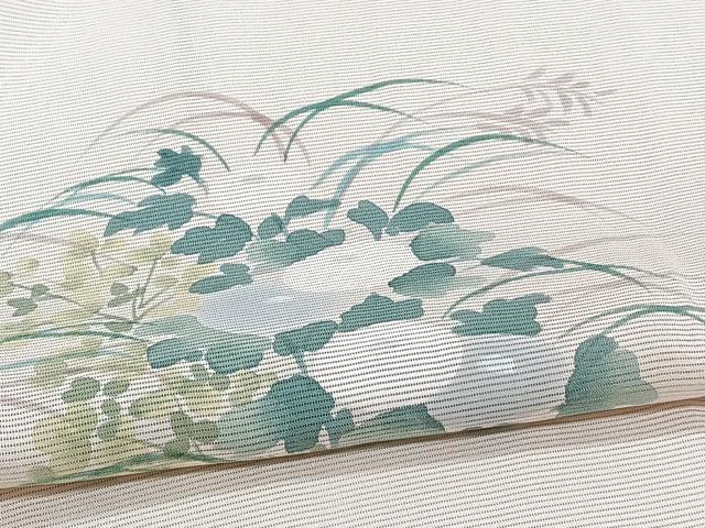 平和屋着物＊夏物 訪問着 絽 手描き 草花文 正絹 逸品 CABI3690xi