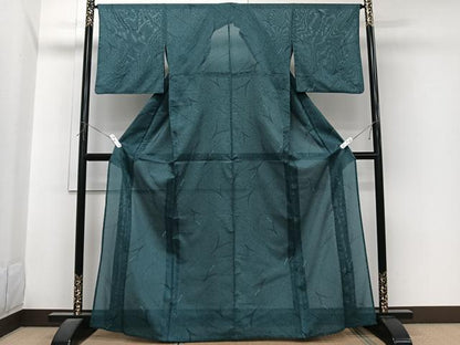 平和屋着物＊夏物　小紋　絽　流水鶴文　洗える着物　CABI3697xi