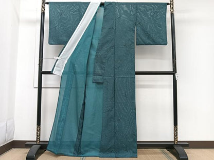 平和屋着物＊夏物　小紋　絽　流水鶴文　洗える着物　CABI3697xi