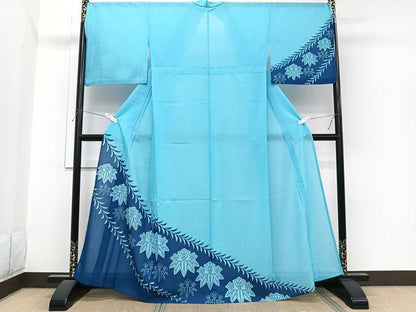 平和屋着物＊夏物　訪問着　紗　草花文　洗える着物　CABI3698xi