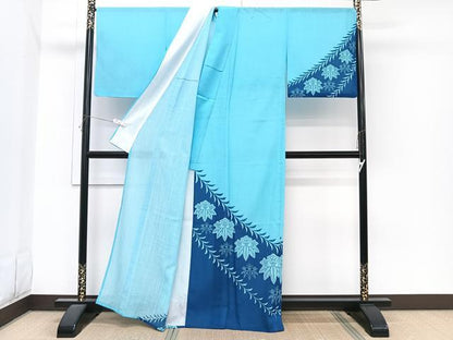 平和屋着物＊夏物　訪問着　紗　草花文　洗える着物　CABI3698xi