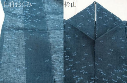 平和屋着物＊夏物　小紋　紗　蜻蛉　洗える着物　CABI3701xi