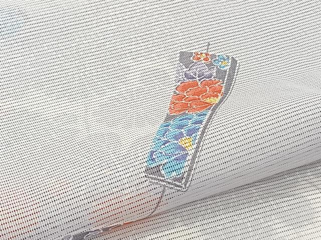 平和屋着物＊夏物　小紋　絽　扇花文　洗える着物　CABI3704xi