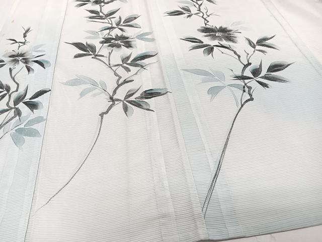 平和屋着物＊夏物　訪問着　絽　手描き　枝草花文　洗える着物　CABI3705xi