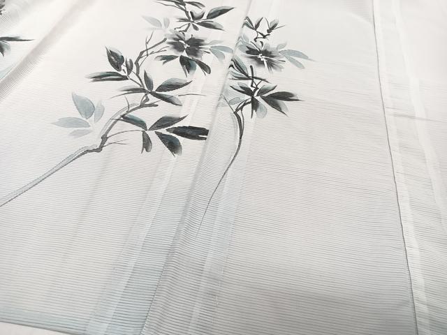 平和屋着物＊夏物　訪問着　絽　手描き　枝草花文　洗える着物　CABI3705xi