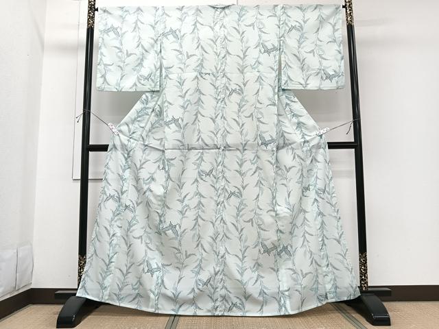 平和屋着物＊夏物　小紋　絽　草木舞蝶文　洗える着物　CABI3706xi