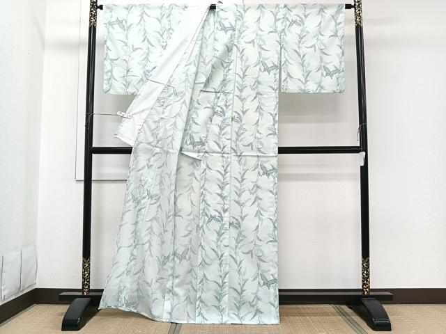 平和屋着物＊夏物　小紋　絽　草木舞蝶文　洗える着物　CABI3706xi
