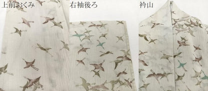 平和屋着物＊夏物　小紋　紗　飛鶴文　洗える着物　CABI3709xi
