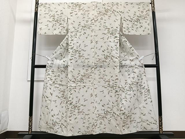 平和屋着物＊夏物　小紋　紗　飛鶴文　洗える着物　CABI3709xi