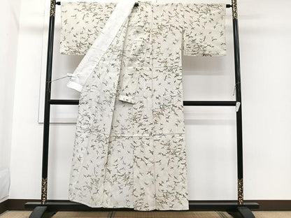 平和屋着物＊夏物　小紋　紗　飛鶴文　洗える着物　CABI3709xi