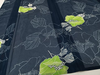平和屋着物＊夏物　小紋　絽　草花文　洗える着物　CABI3713xi