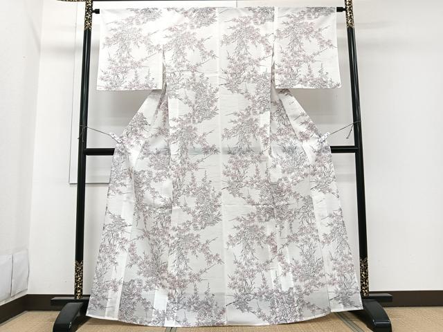 平和屋着物＊夏物　小紋　絽　風景花文　洗える着物　未使用　CABI3714xi