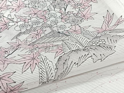 平和屋着物＊夏物　小紋　絽　風景花文　洗える着物　未使用　CABI3714xi