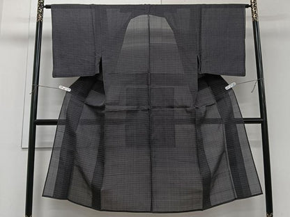 平和屋着物＊夏物 男性 お召 紗 格子 正絹 逸品 CABI3719xi