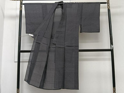 平和屋着物＊夏物 男性 お召 紗 格子 正絹 逸品 CABI3719xi