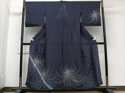 平和屋着物＊夏物　小紋　市松紋絽　乱菊　やまと誂製　正絹　逸品　CABI3722xi