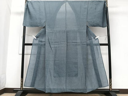 平和屋着物＊夏物　男性　小千谷縮　薄花色　キングサイズ　麻　逸品　CABI3728xi