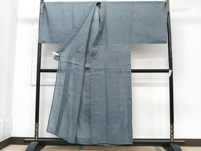 平和屋着物＊夏物　男性　小千谷縮　薄花色　キングサイズ　麻　逸品　CABI3728xi