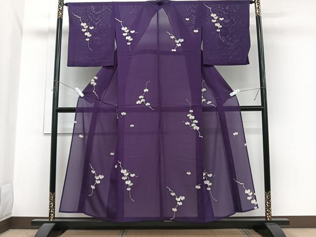 平和屋着物＊夏物　小紋　絽　蔦の葉文　正絹　逸品　CABI3730xi