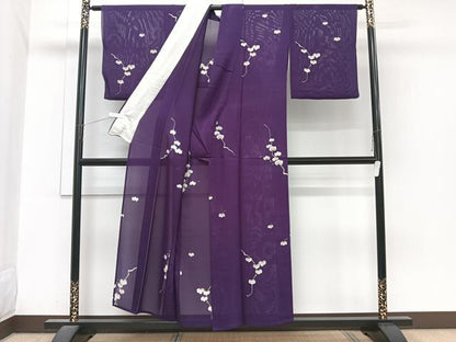 平和屋着物＊夏物　小紋　絽　蔦の葉文　正絹　逸品　CABI3730xi
