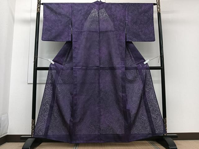平和屋着物＊夏物　小紋　枝葉紋紗　正絹　逸品　CABI3732xi