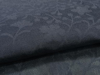 平和屋着物＊夏物　色無地　草花紋紗　紫黒色　正絹　逸品　CABI3733xi