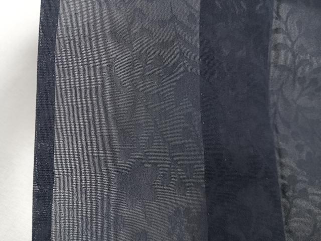 平和屋着物＊夏物　色無地　草花紋紗　紫黒色　正絹　逸品　CABI3733xi